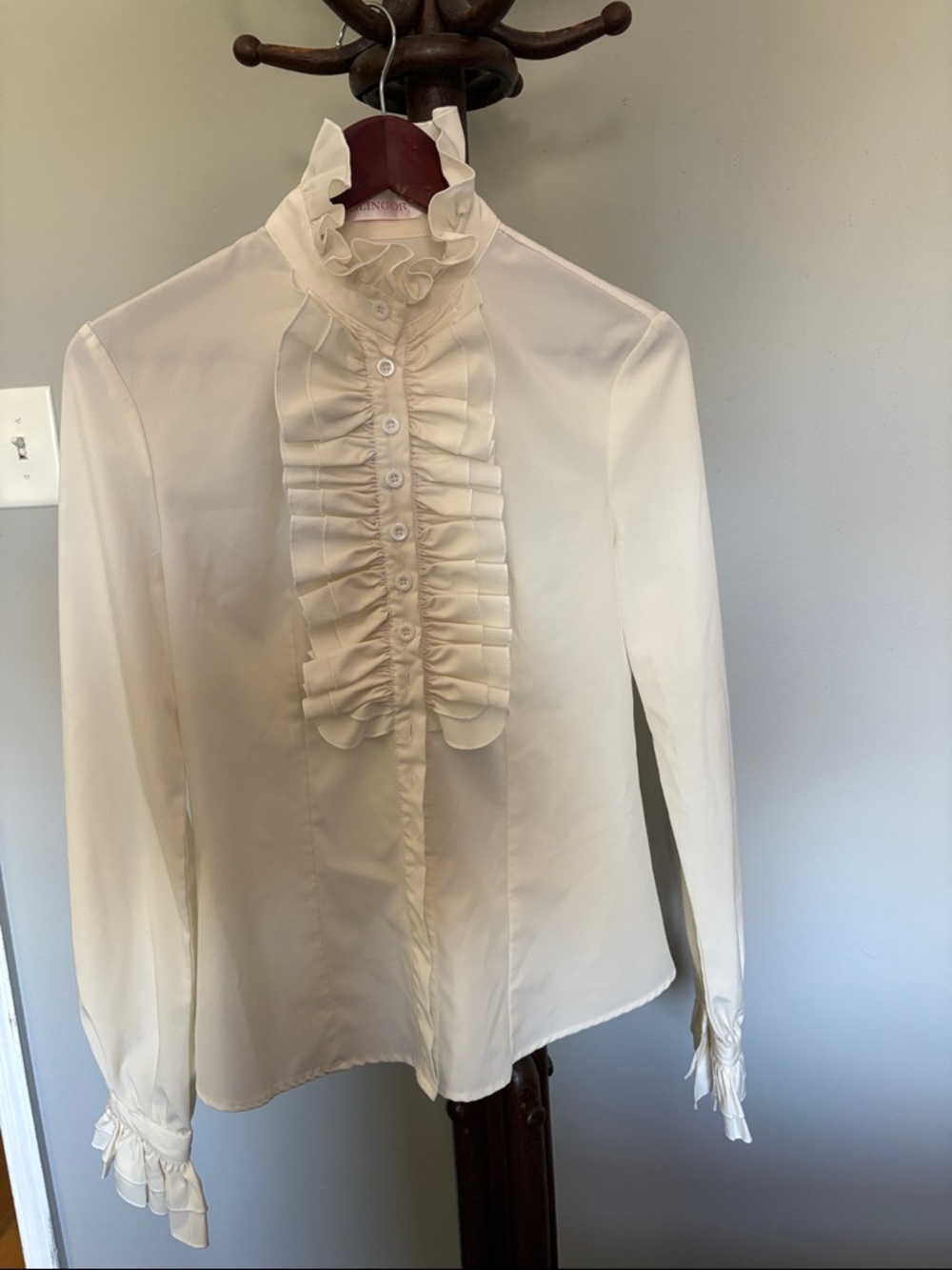 Ivory Ruffled Button-Front Blouse - Picture 3 of 6